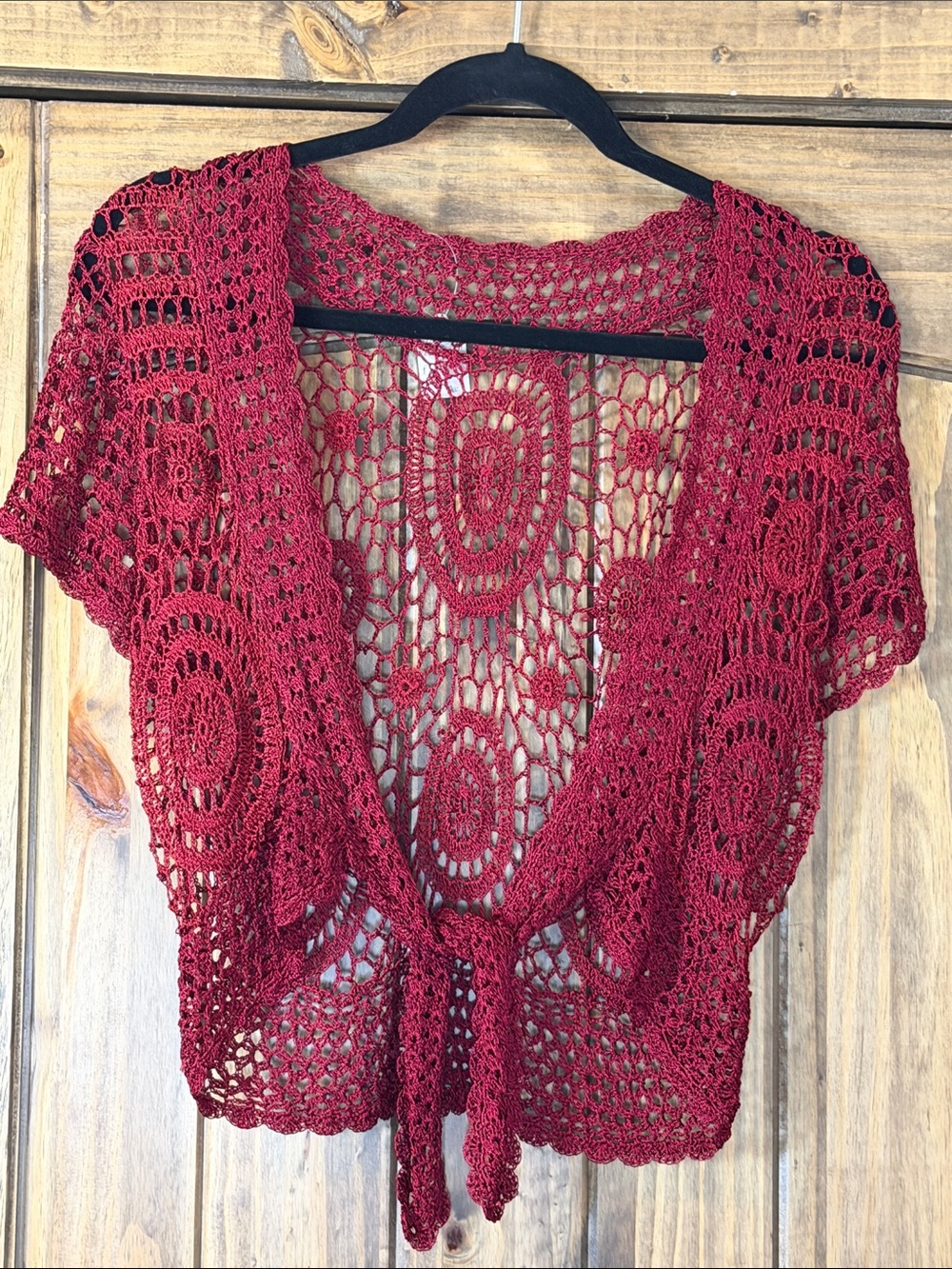 Crochet Tie-Front Camisole - Deep Burgundy